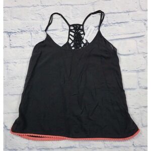 La Vie En Rose WOMENS SIZE XS Cami Top Black Pink Sheer Tank